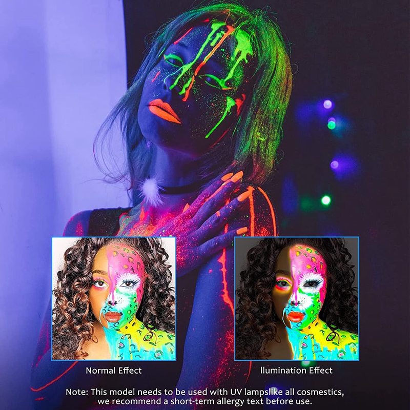 Glow in the Dark Face Body Paint Glow Sticks Markers Makeup Face Painting Kits, For Halloween and Parties. 