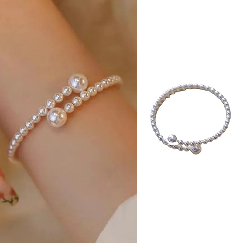 New 2025 Elegant Pearl Bracelets Open Bangle Girls Fashion Jewelry Accessories Gifts Korean Ins
