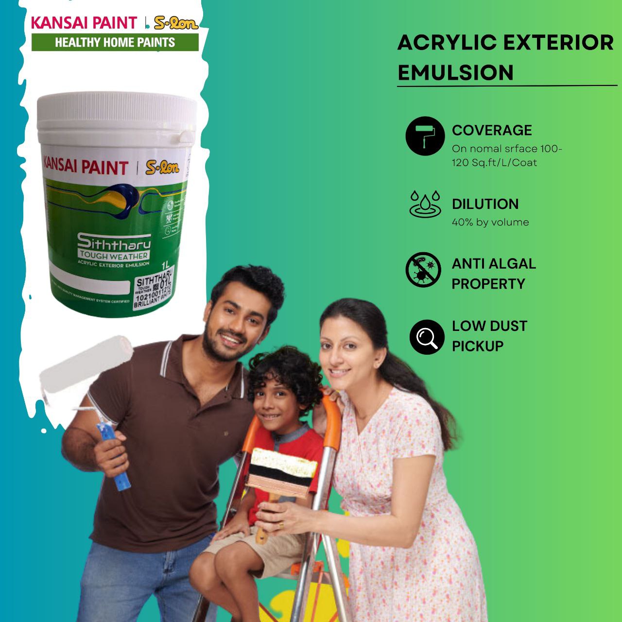 Kansai S Lon Siththaru Tough Weather Acrylic Exterior Emulsion Brilliant White. 
