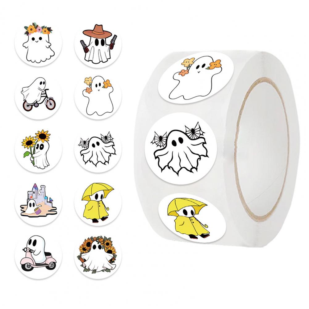 Waterproof Pvc Stickers 500 Sheets Halloween Stickers with Diverse Cartoon Ghost Patterns for Envelopes Bags Treats for Home. 