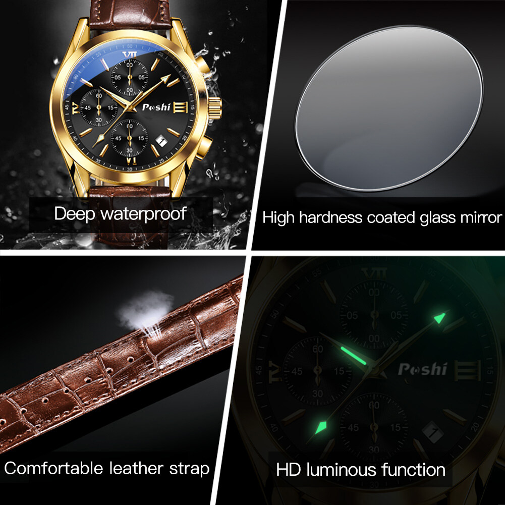 【Miga Plaza】Watch for Men Sale Now Waterproof 100%  Branded Fashion Leather Strap Casual Mens Watch Quartz -PS926L. 