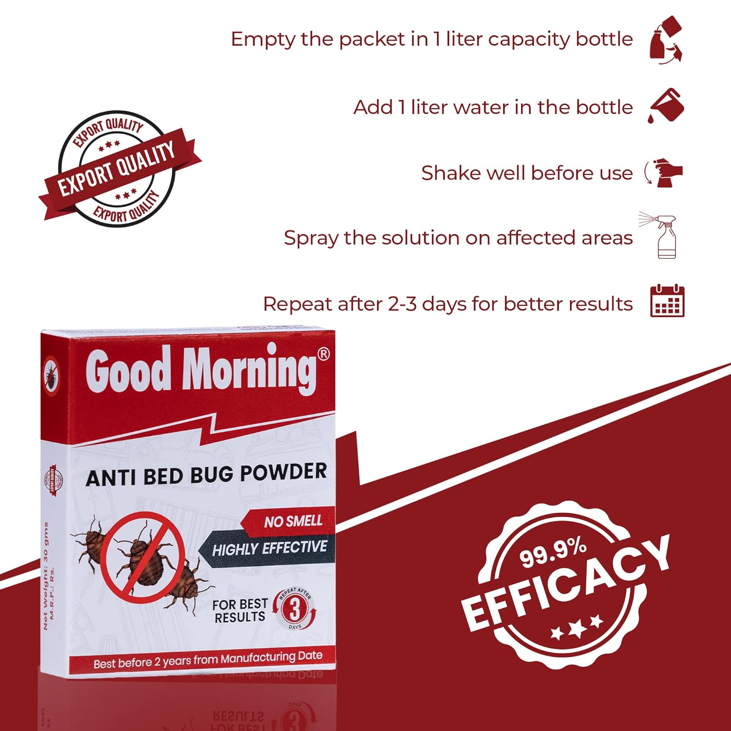 Good Morning Bed Bug Killer Spray Powder - Pack of 5  (FROM INDIA) SAM. 