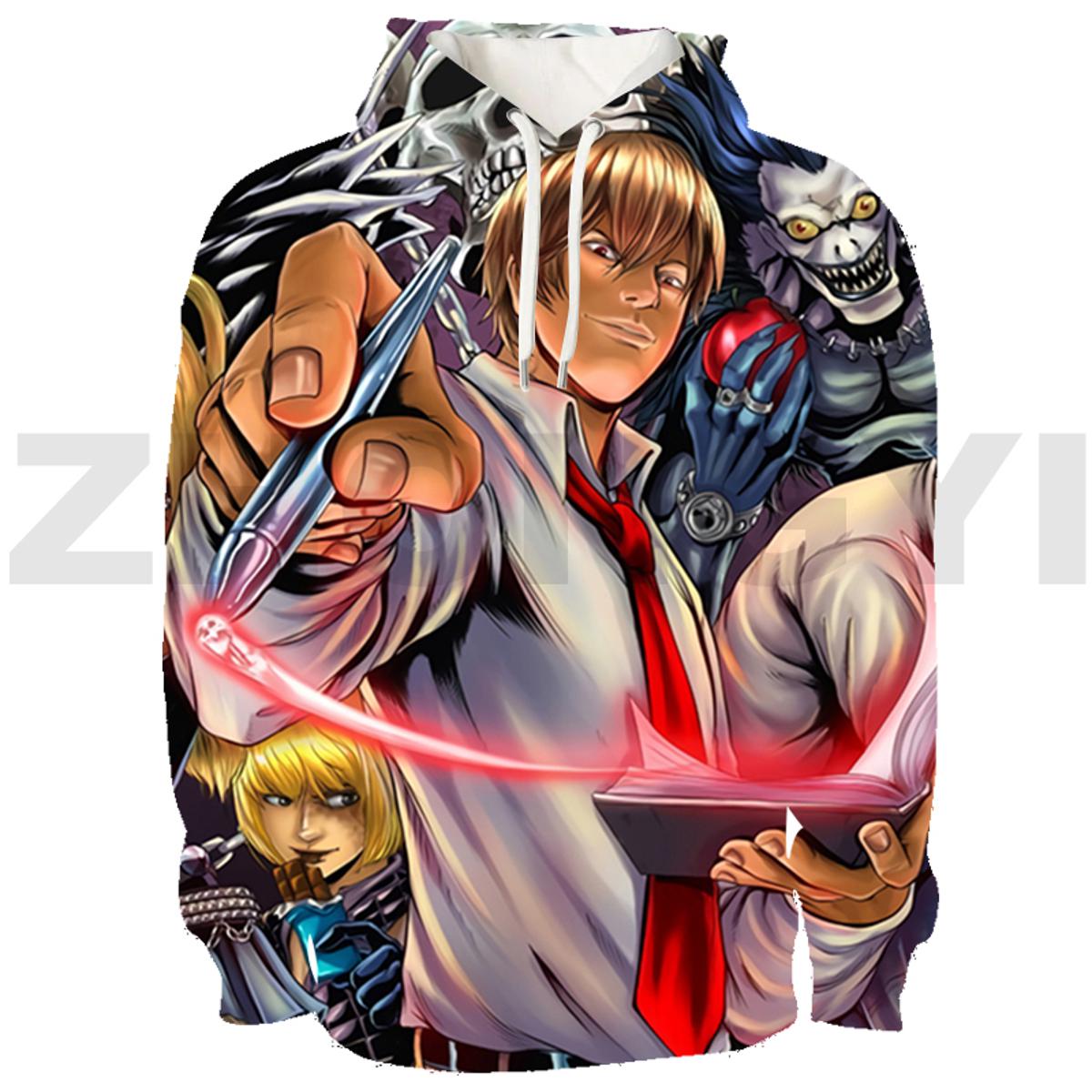 3D Anime Death Note Hoodie Adults Sweatshirt Oversized Pullover Japan Shinigami Ryuk Streetwear Teenager Sudaderas Para Mujer