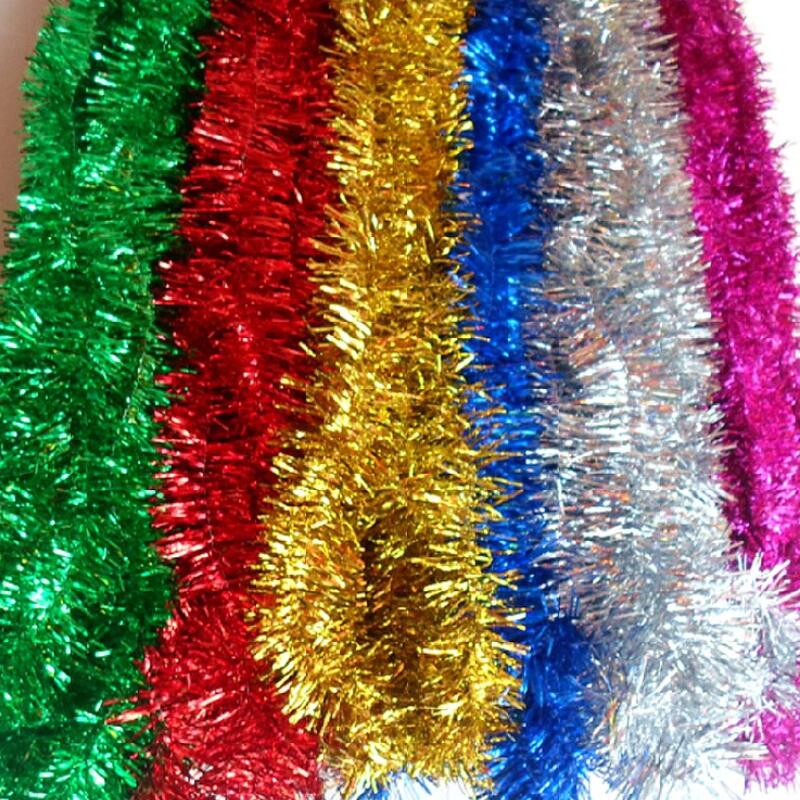 2 Meters Plastic Color Streamers Wall Christmas Tree Surround Ribbon Christmas Garland Decoration Wedding Party Supplies 6pcs. 