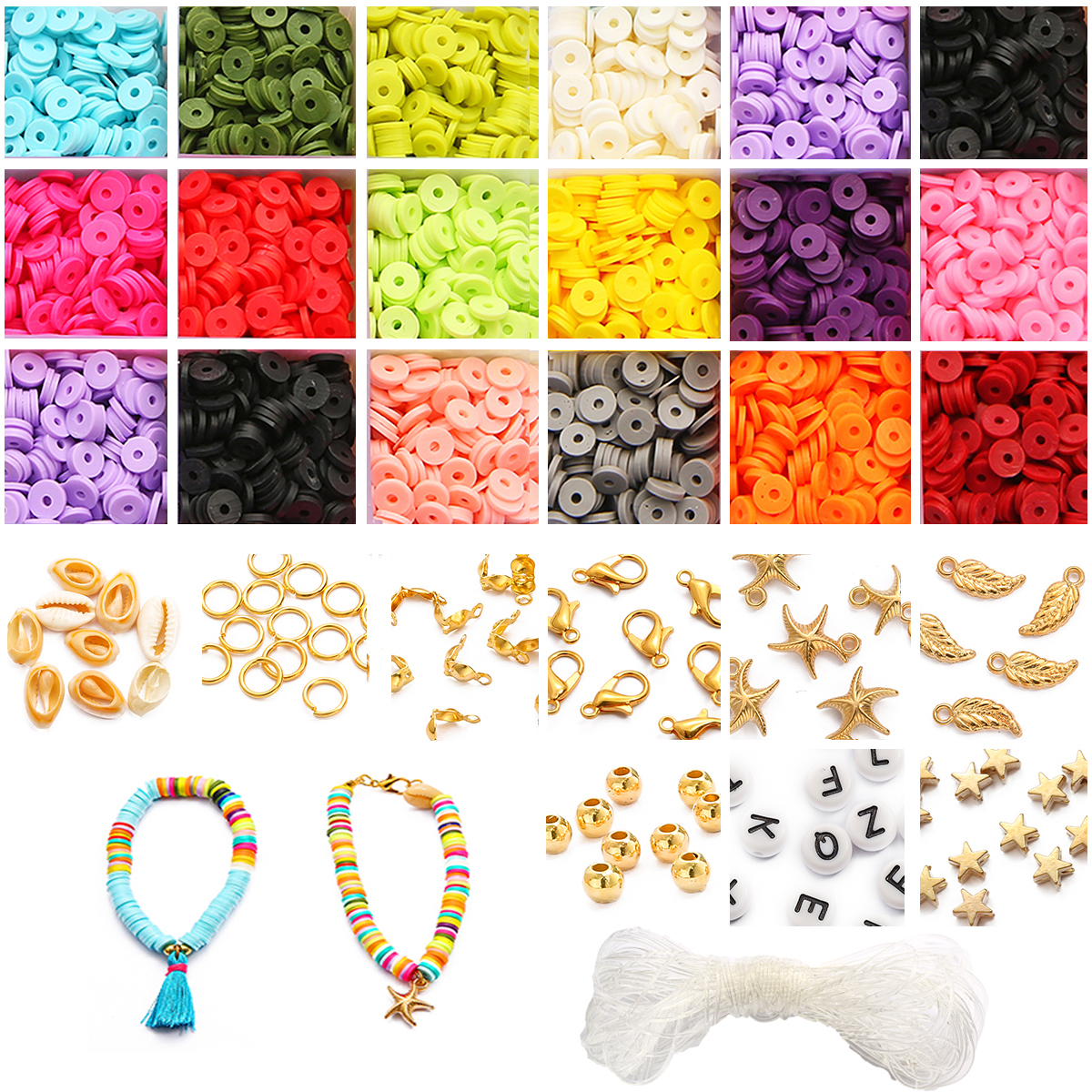1Set/box 18 Kinds Clay Beads Set for DIY Accessories Jewelry Making. 
