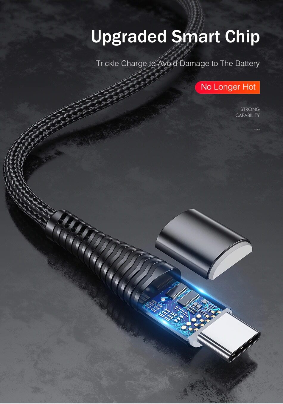 PZX 3A Nylon Cable Fast Charging for Type-C 1M Data Cable. 