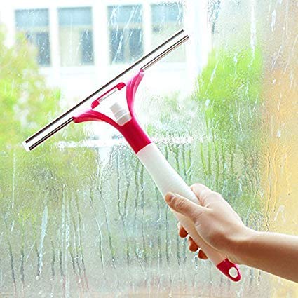 2 in 1 Window Cleaner Glass Wiper with Inbuilt Spray Bottle in Handle