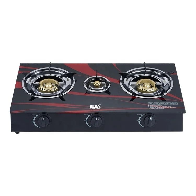 3 Burner Gas Cooker with Glass Top and Company Warranty Daraz.lk