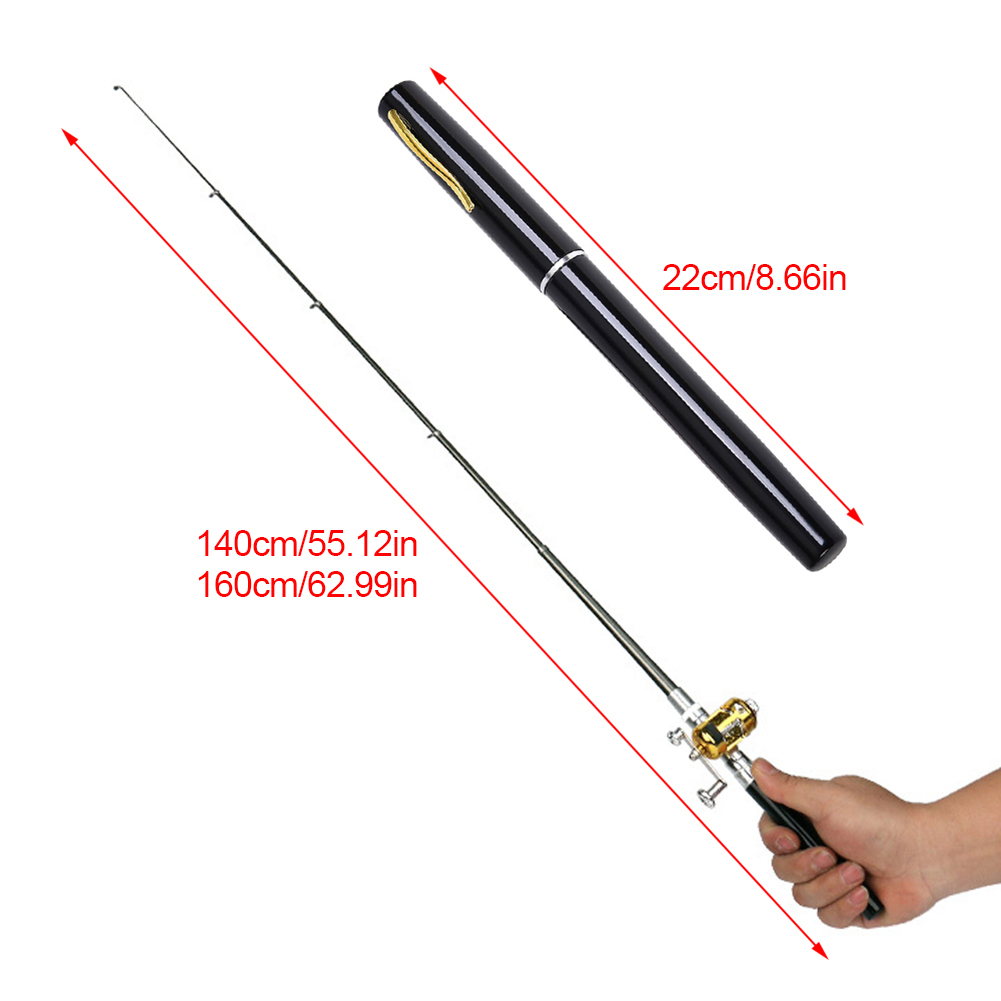 FG 1.4/1.6M Mini Pen Fishing Rod Retractable Pocket Ice Fishing Pole Ultra-Light Portable Long Casting Raft Fishing Rod. 