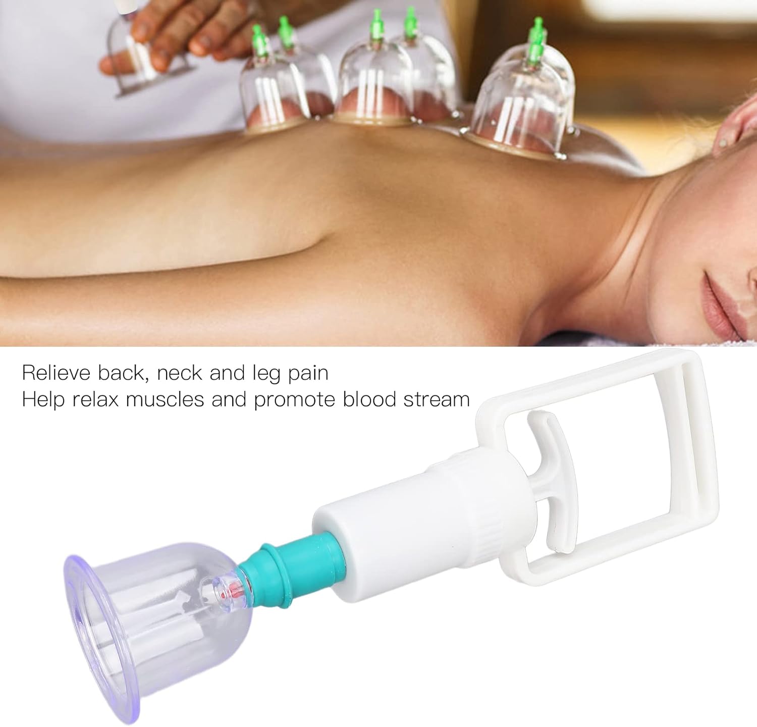 6pcs Cupping Cup,Professional Cupping Therapy Set Plastic Vacuum Suction Cup with Hand Pump for Back Neck Pain. 