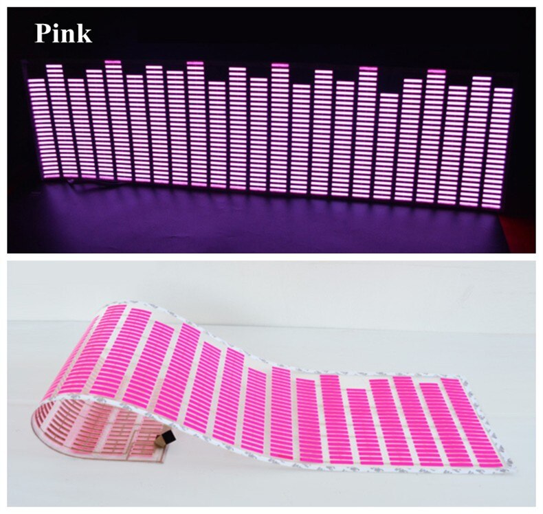 New 45*11cm Led EL sheet music Light lamp sound Equalizer Decoration styling Red Colorful Flash Car Sticker Music Rhythm-red. 