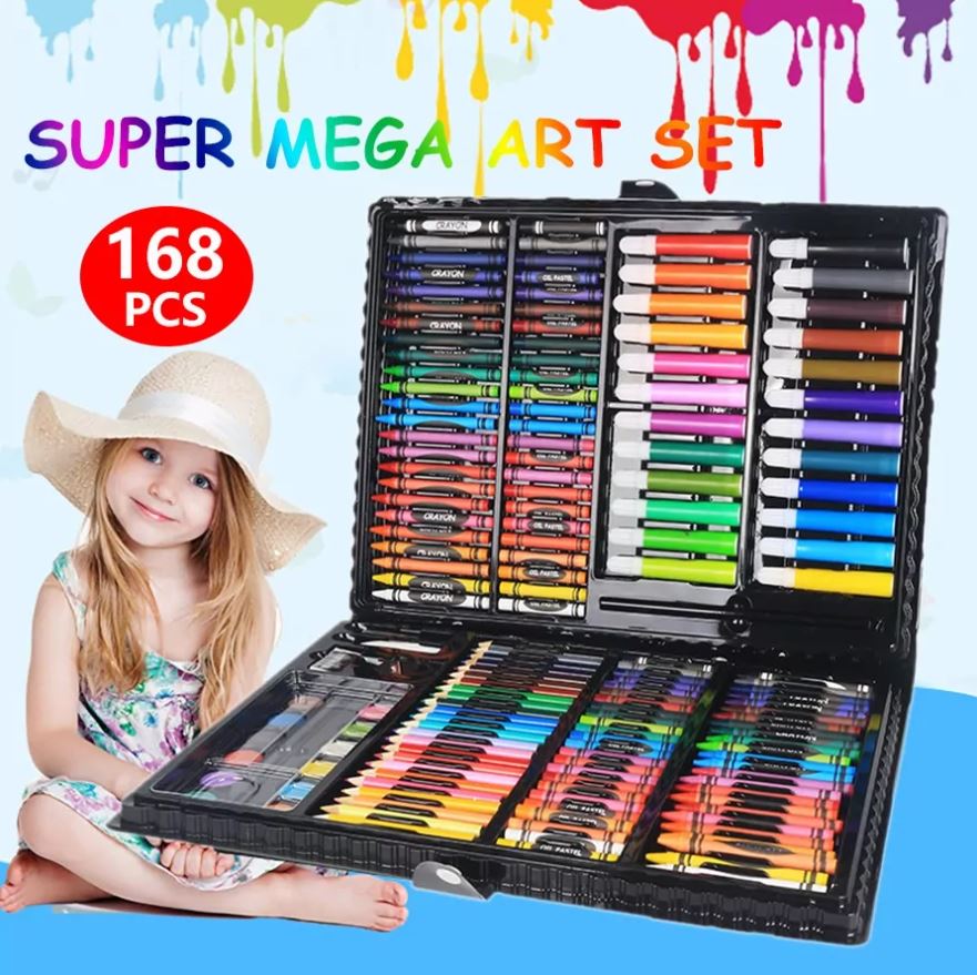 Art Set Drawing Set 168 Pcs Super Mega Art Set Coloring Set For Kids Deluxe Colored Pencil Kit for Artists. 