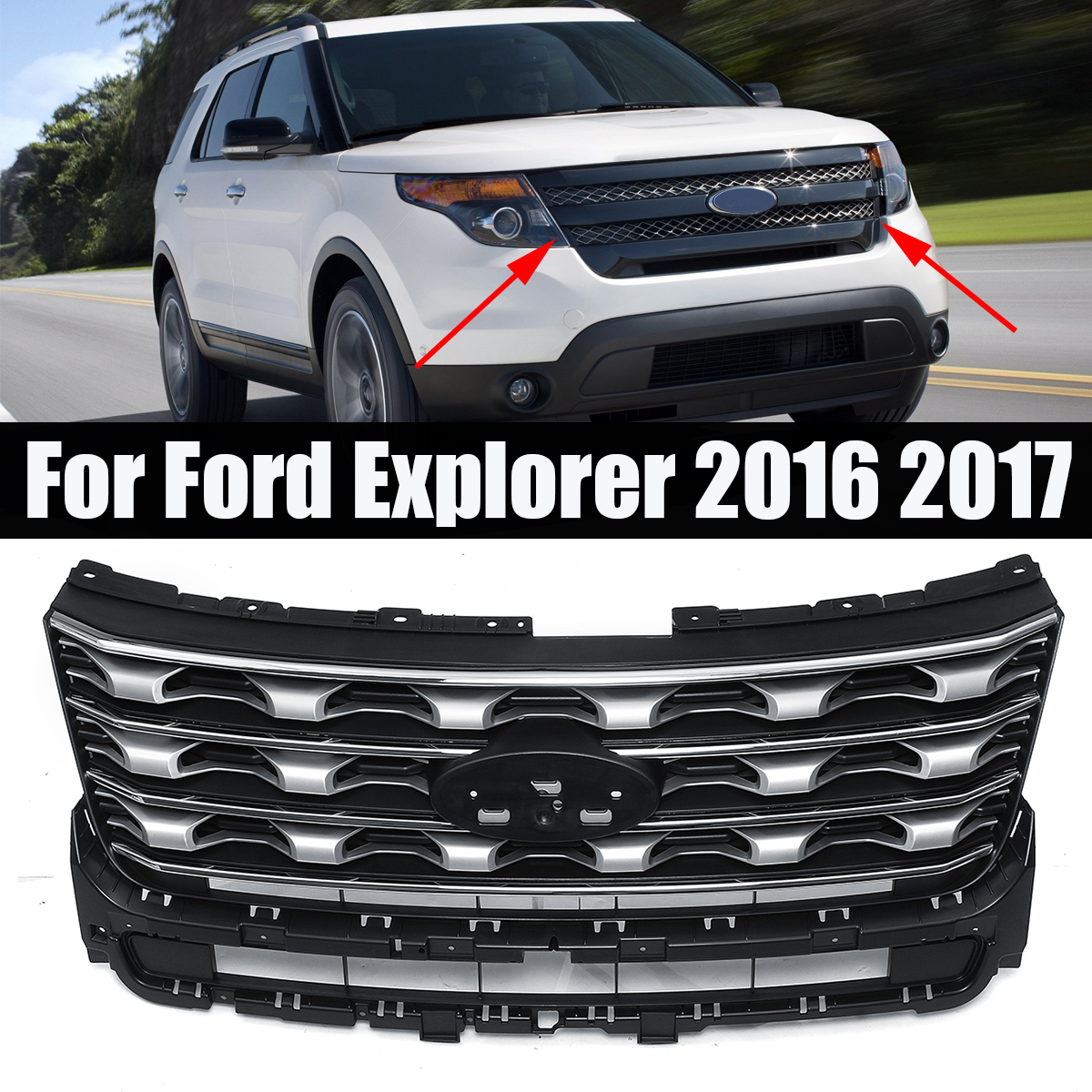 Front Grille For Ford Explorer 16 17 Silver Black Sport F B5z00ba Buy Sell Online Best Prices In Srilanka Daraz Lk