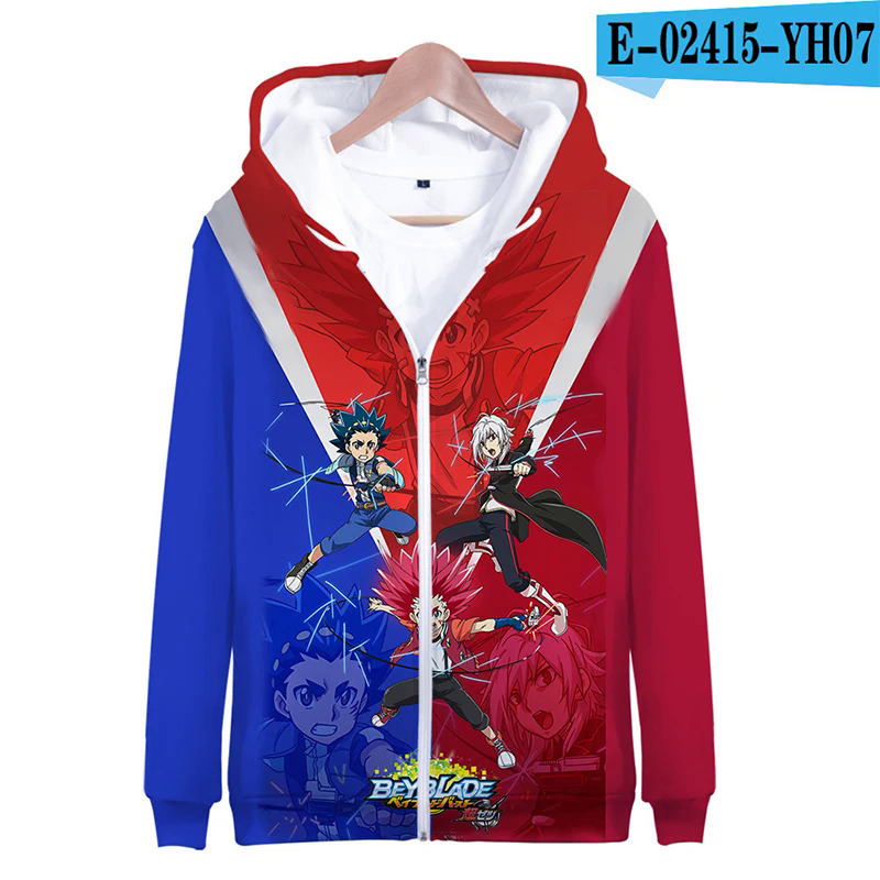 Hoodies Game Beyblade 3D Print Zipper Sweatshirts Boys Girls Sweatshirts Children Fashion Long Sleeve Oversize Hoodie Coat. 