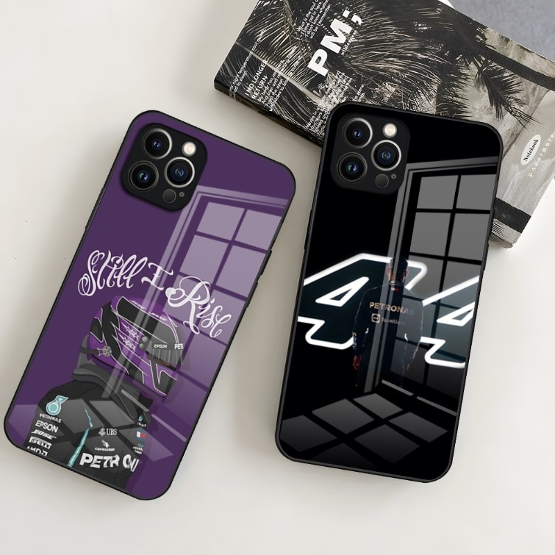 Lewis Hamilton F1 44 Phone Case For IPhone 15 Pro 14 13 12 11 Mini X XS XR Max 6 8 15pro Plus SE 2020 Glass Design Cove