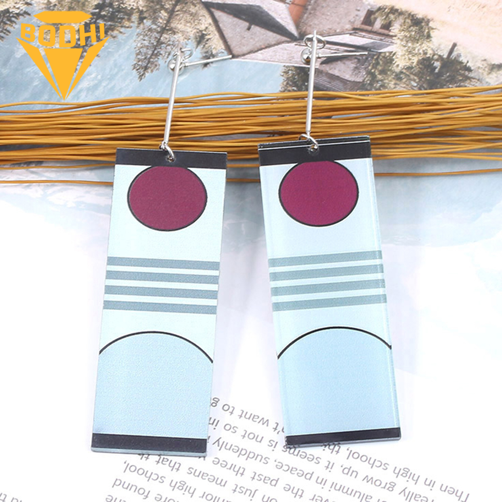 Stud Earrings Rectangle Drop Anime Design Acrylic Anime Jewelry Accessory Earrings for Daily Wear. 