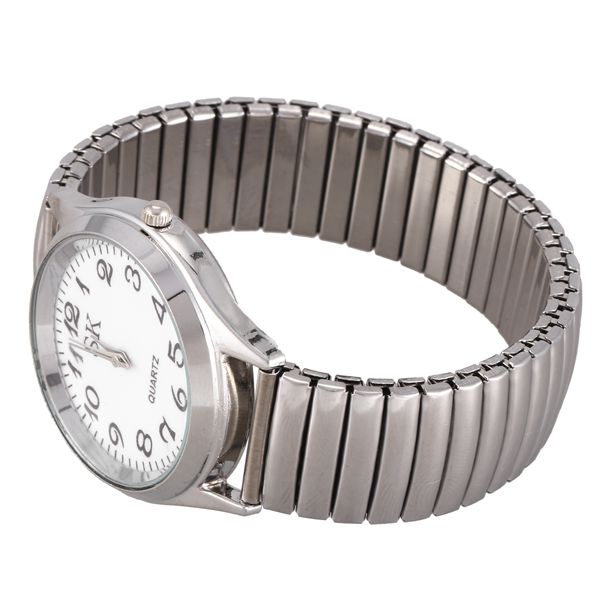 【ThinkWay】Big Numbers Stretchy Steel Men Lady Sports Wrist Watch 1.4. 