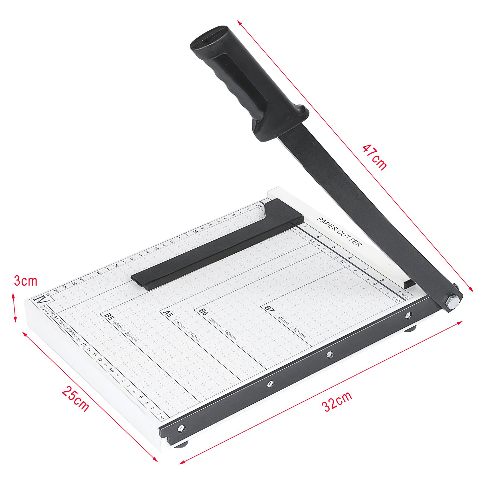 Paper Cutter Trimmer Craft Guillotine Professional Photo Paper Cutting Machine for Home Office (White-32 x 25 x 3cm) Heavy Duty  A4 B5 A5 B6 B7. 