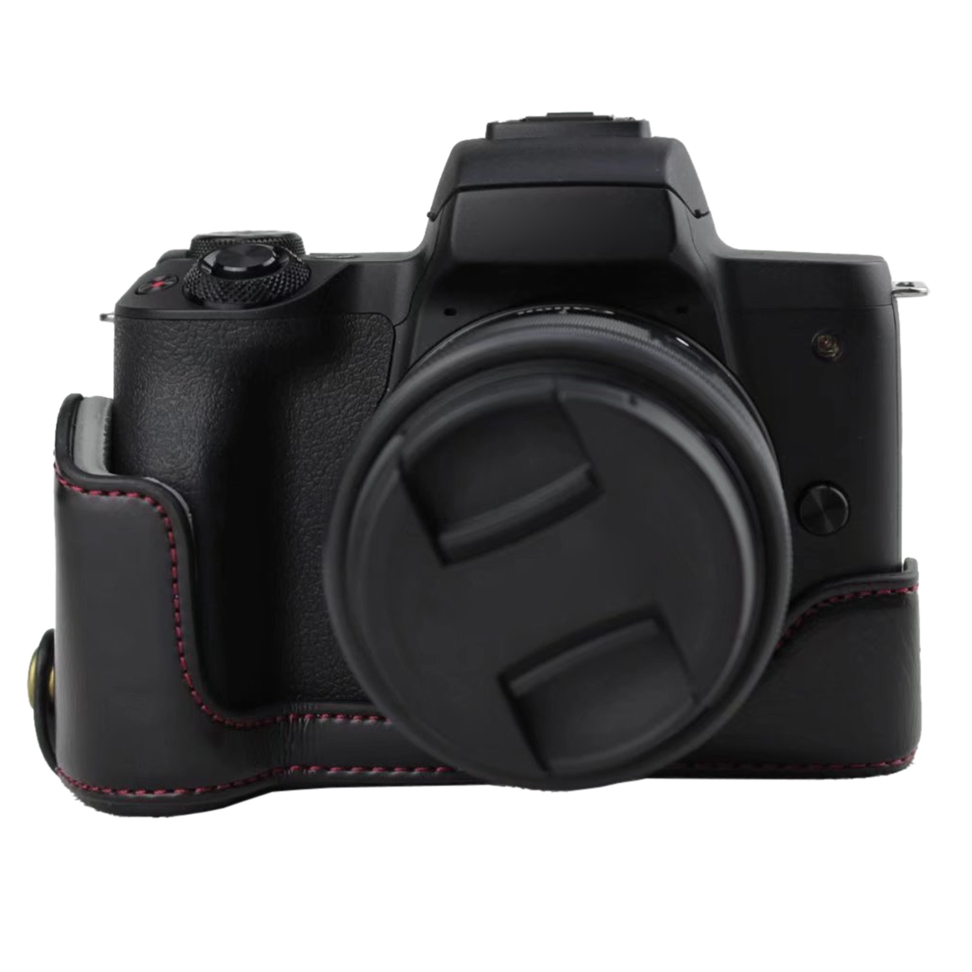1/4 inch Thread PU Leather Camera Half Case Base for Canon EOS M50 / M50 Mark II. 