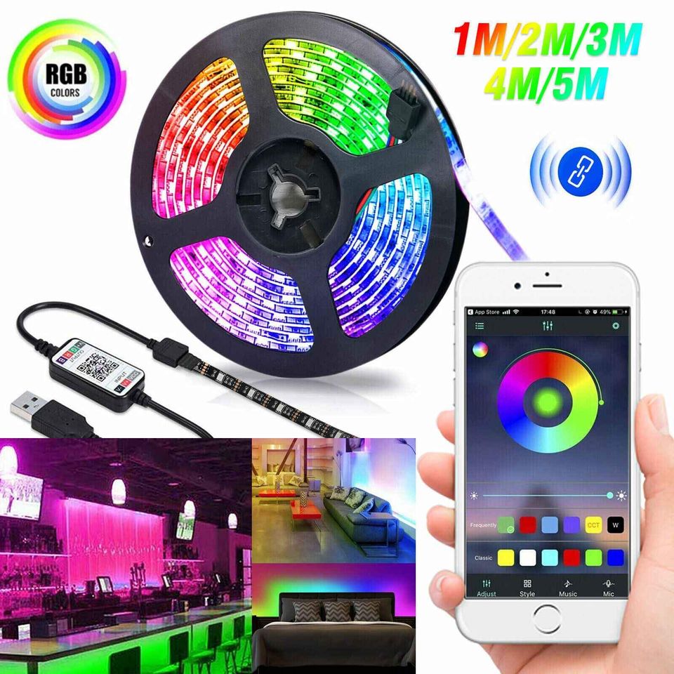 Bluetooth LED Strip Lights Works APP Control ,Waterproof 5050 RGB LED Light Strip WiFi Sync with Music, 16 Million Colors LED Lights for Home, Kitchen, TV,