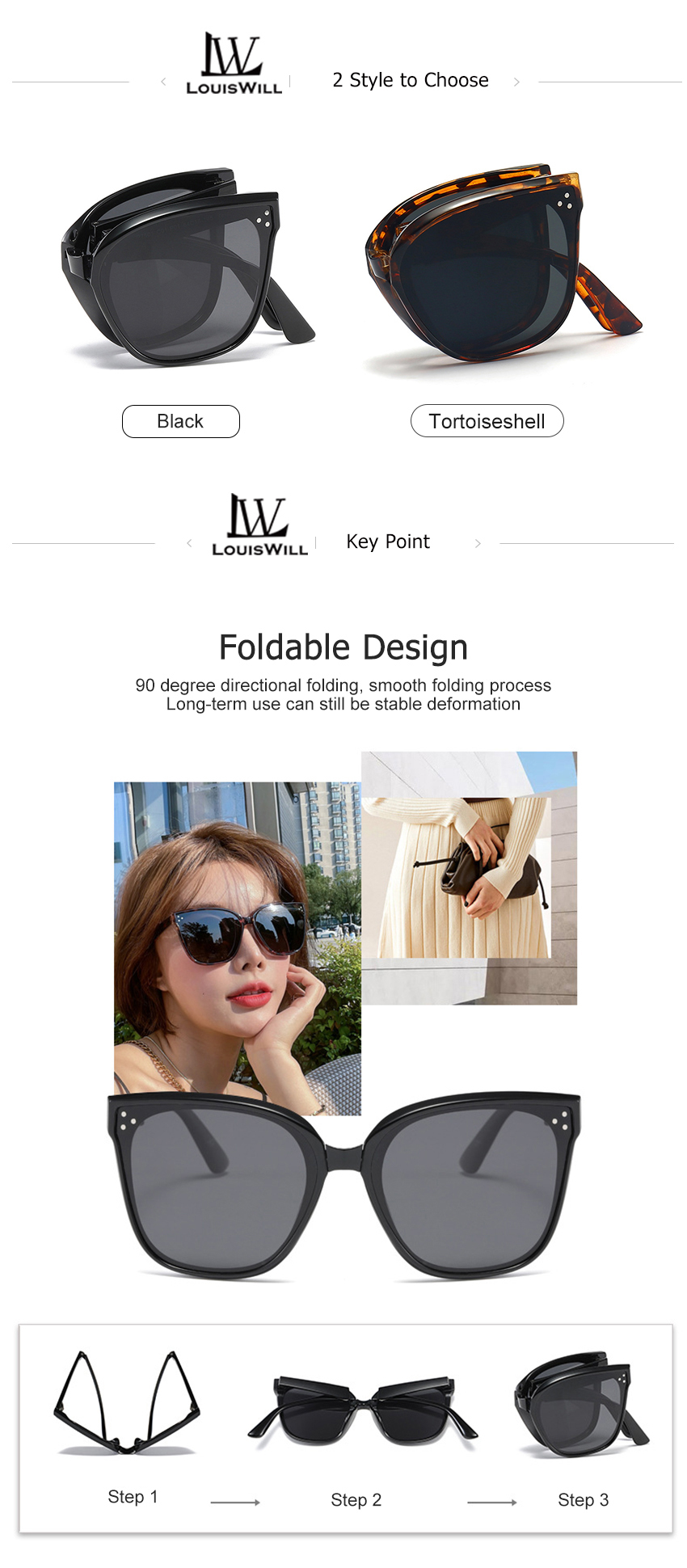 Foldable Sunglasses UV400 Sun Protection Folding Outdoor Travel