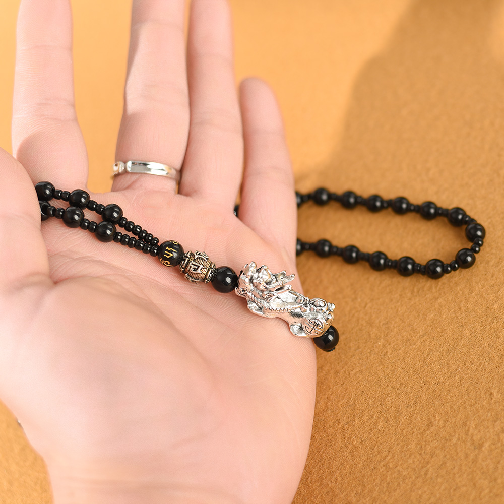 Chinese Jewelry Buddhist Beads Gold Silver Plated Pendant Women Men Good Lucky 24k Gold Feng Shui Pixiu Necklace. 