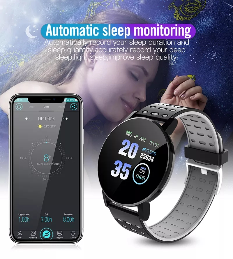 Smart Watch Heart Rate Monitor Men's Women's Smartwatch Round Fitness Digital Watches for Men Women Band Bracelet. 