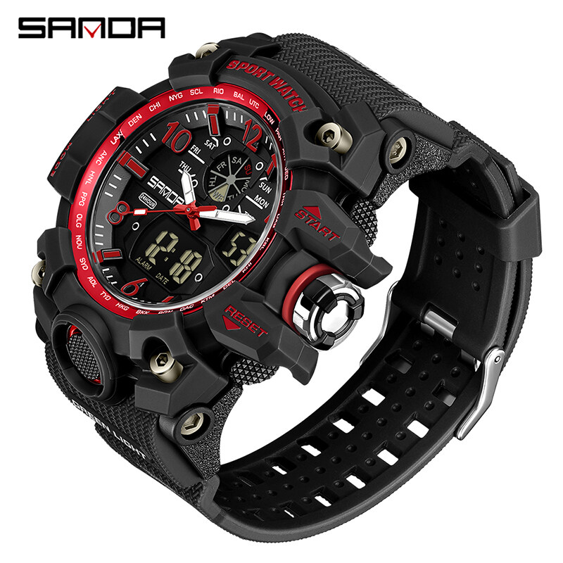 【Miga Plaza】 Sports Brand Fashion Watch Men LED Digital Quartz Watch Men Top Luxury Multi-Function Analog Digital Watch Waterproof Watch. 