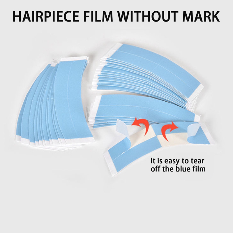 36Pc/Lot Blue Fixed Double Tape Wig Adhesive Extended Hair Tape Waterproof for Toupee Lace Wig Film with Slitting Line. 