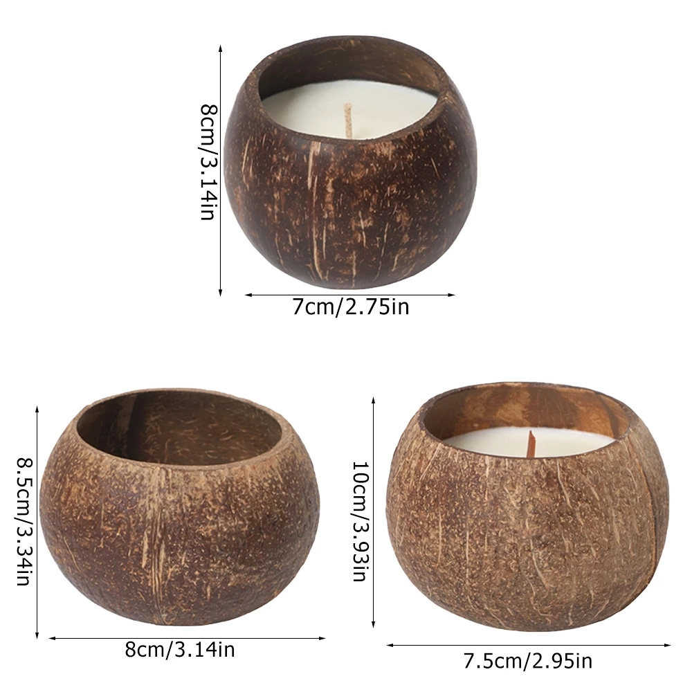 Coconut Shell Candle Holder Candlestick Natural Coconut Bowl Desk Organizer Coconut Shell Candle Holder (No Candle) Home Decor. 