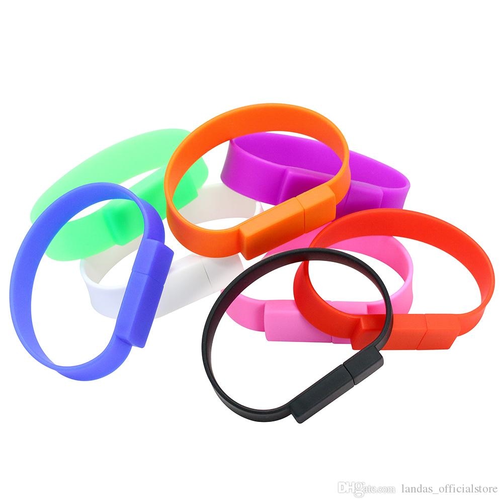 【16GB Orange USB2.0】 Silicone pen drive Colorful Wrist Band usb flash drive Bracelet pendrive 2.0 32gb 4gb 8gb 16gb 64gb 128gb flash gift. 