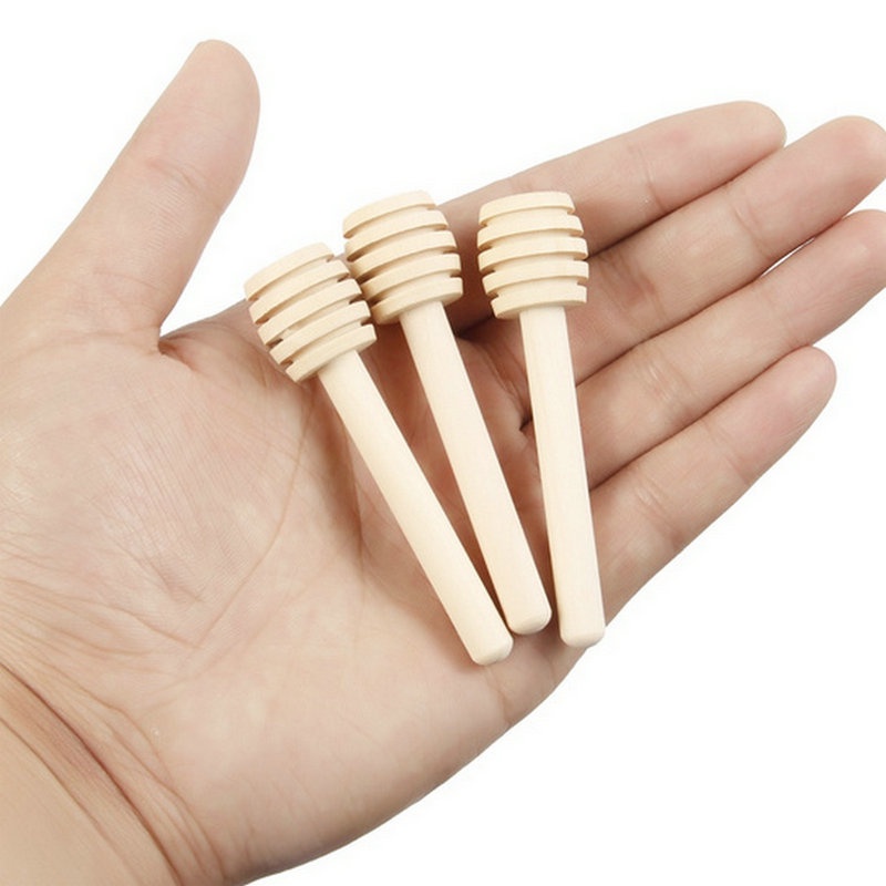 8CM Mini Wooden Honey Spoon Stick/Handheld Honey Dipper Stick/Honey Jar Long Handle Stirrer/Coffee Milk Tea Dessert Blender/Household Tableware/Kitchen Tools. 
