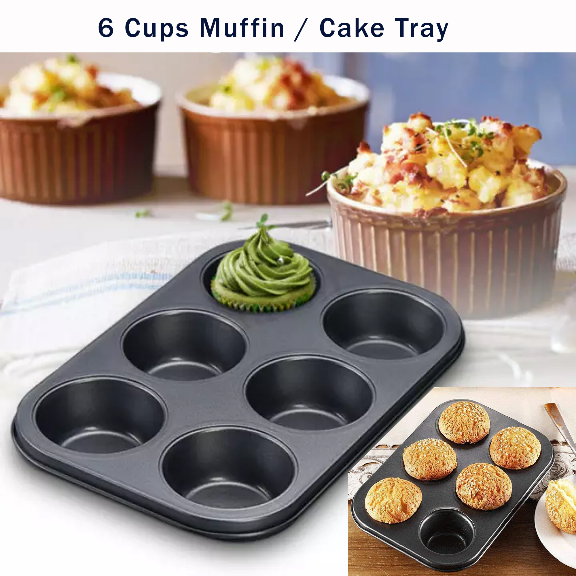 QP Cups Muffin Pan Set, Pack Bakeware Non-Stick Cupcake Baking