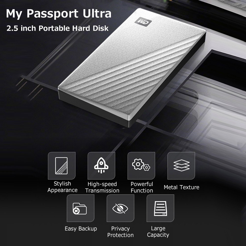 Generic Wd My Passport Ultra 25 Inch Mobile Hard Disk Type C Interface Metal Texture Built In 0001