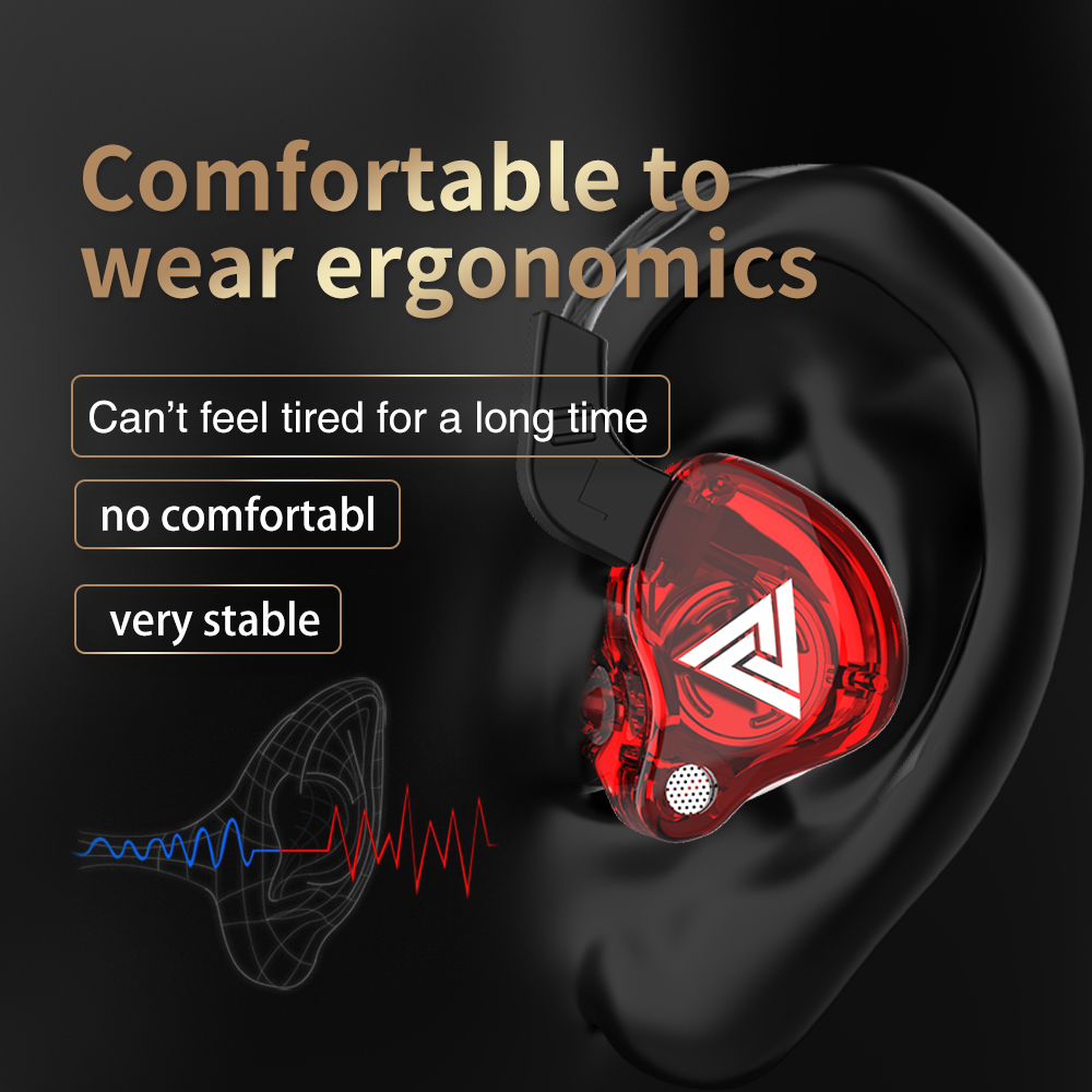 QKZ AK6 3.5mm wired Copper Driver HiFi Sport Headphones In Ear Earphone For Running With Microphone Headset music Earbuds. 