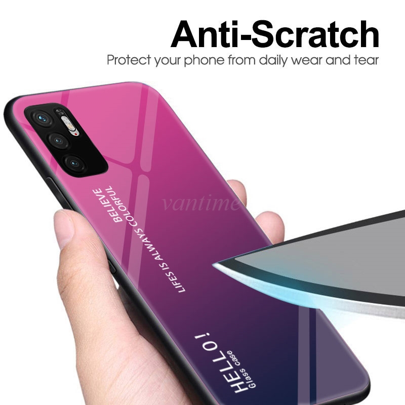 Vantime for Xiaomi Redmi Note 10 5G Case Gradient Phone Back Hard Glass Cover. 