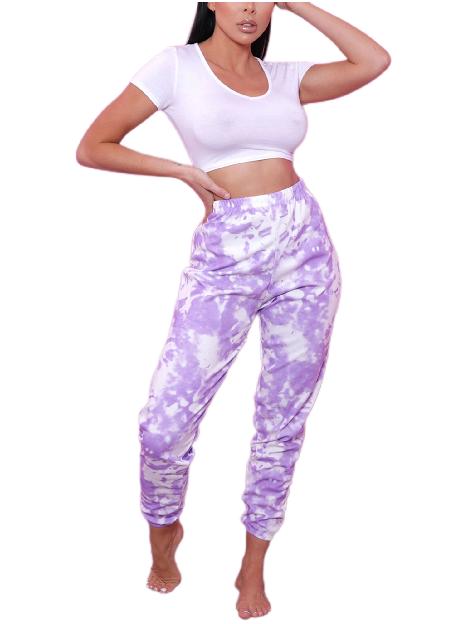 Women Tie Dye Cuffed Joggers, Color 
