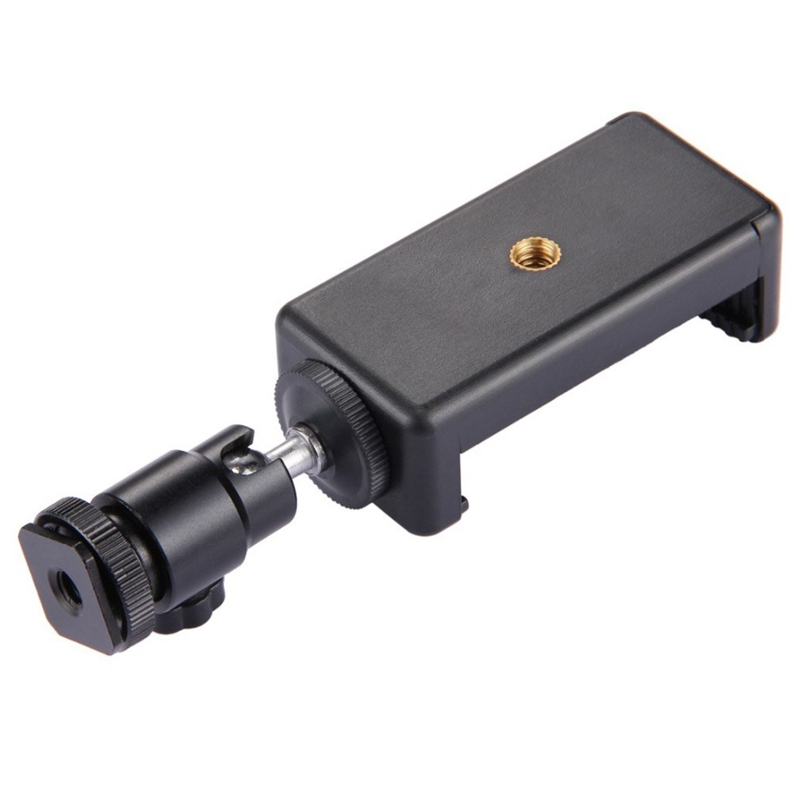 2 In 1 Phone Clip Holder 360 Ball Head Hot Shoe Adapter Mount Fit For Dslr Slr Camera. 