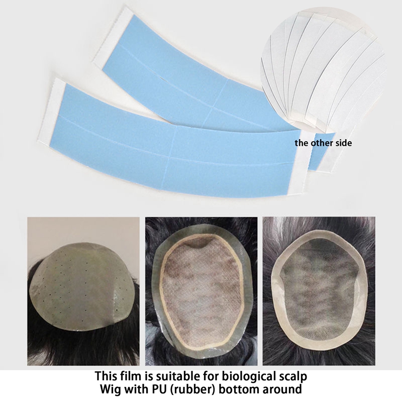 36Pc/Lot Blue Fixed Double Tape Wig Adhesive Extended Hair Tape Waterproof for Toupee Lace Wig Film with Slitting Line. 