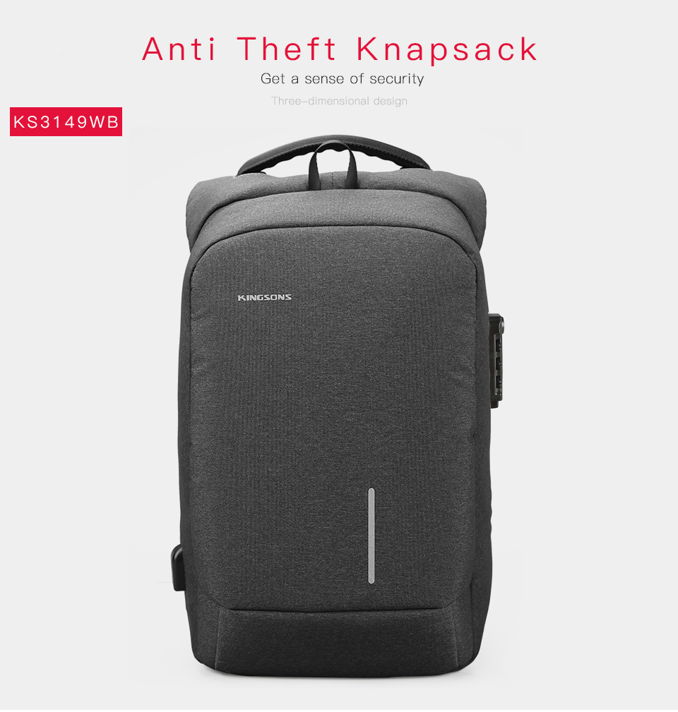 Style Laptop Backpack. KINGSONS. 13".3  Without TSA Lock. 