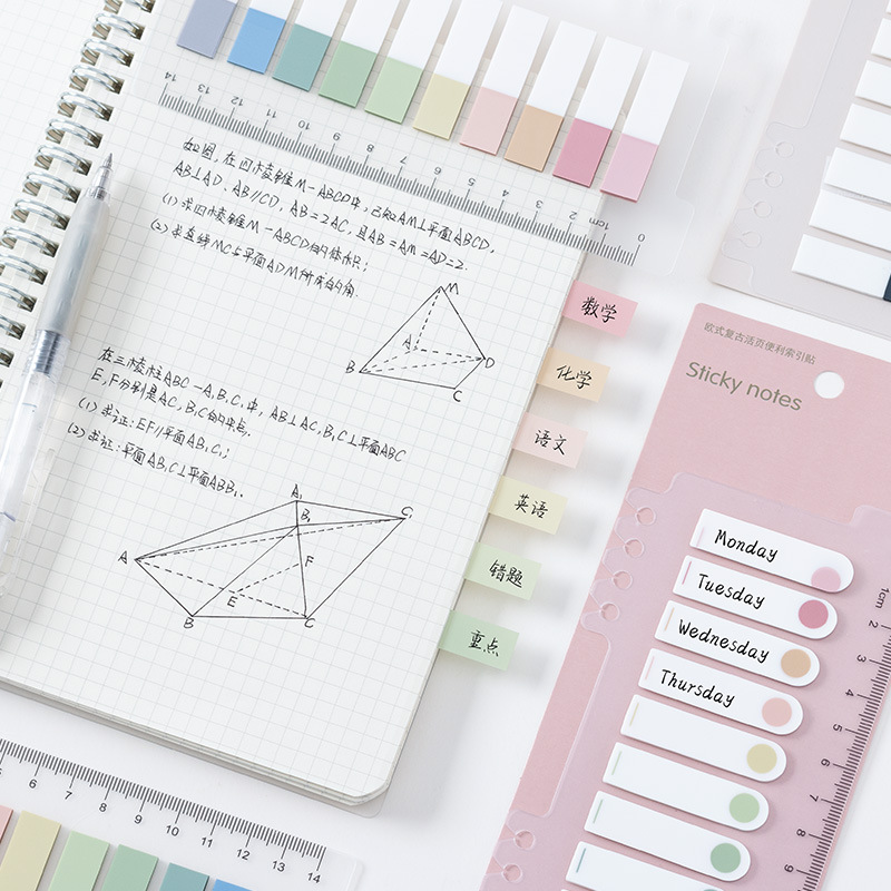 RHS Online 200 Sheets 10 Colors Morandi Combination PET Sticky Notes Set Memo Pad Lable Sticker Bookmarks Notepad Sticky Index. 