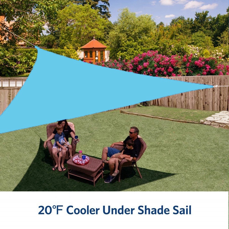 3X3X3M Waterproof Triple-cornered Sun Shelter Awning Parasol Outdoor Canopy Garden Patio Shade Sail Cloth-Light Green. 