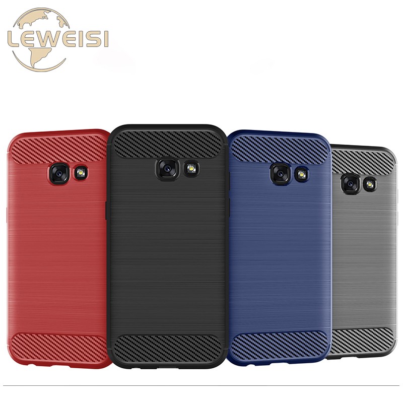Leweisi Carbon Fiber Bumper Phone Case For Samsung Galaxy A5 2017 Back Cover Coque Shockproof Protective. 
