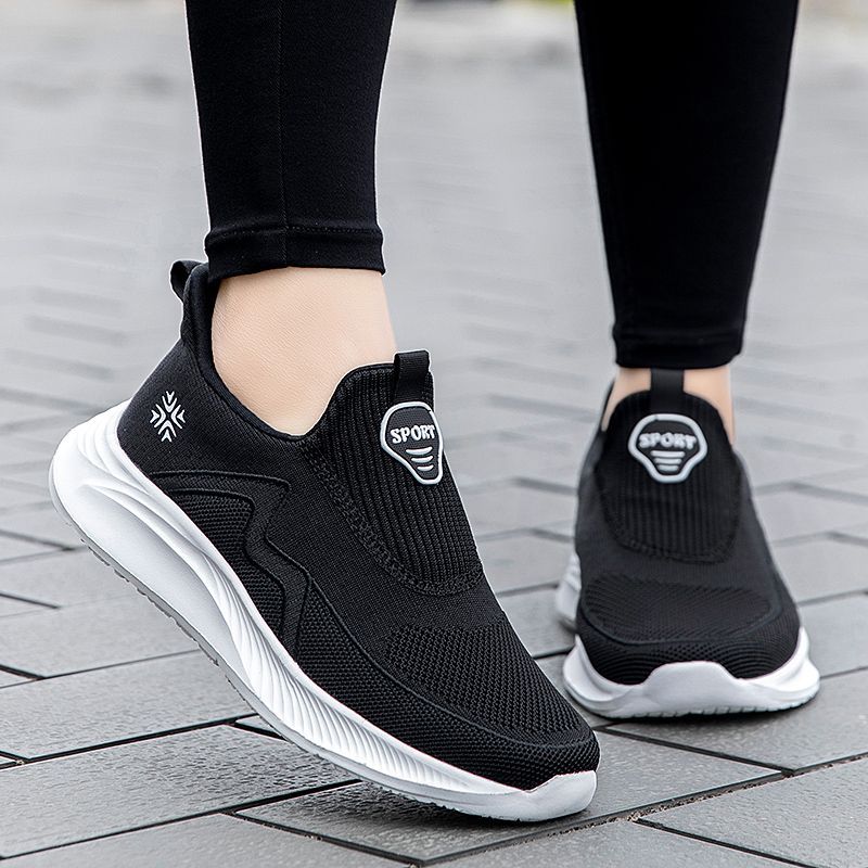 Comfortable Shoes for the Old Summer Slip-on Casual Mom Shoes Soft Bottom Non-Slip Walking Shoes Middle-Aged and Elderly Breathable Sneakers