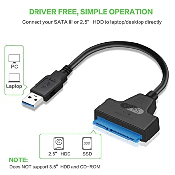 USB 3.0 to SATA Adapter 2.5  Inches External HDD ,Laptop HDD, SSD Hard Drive. 