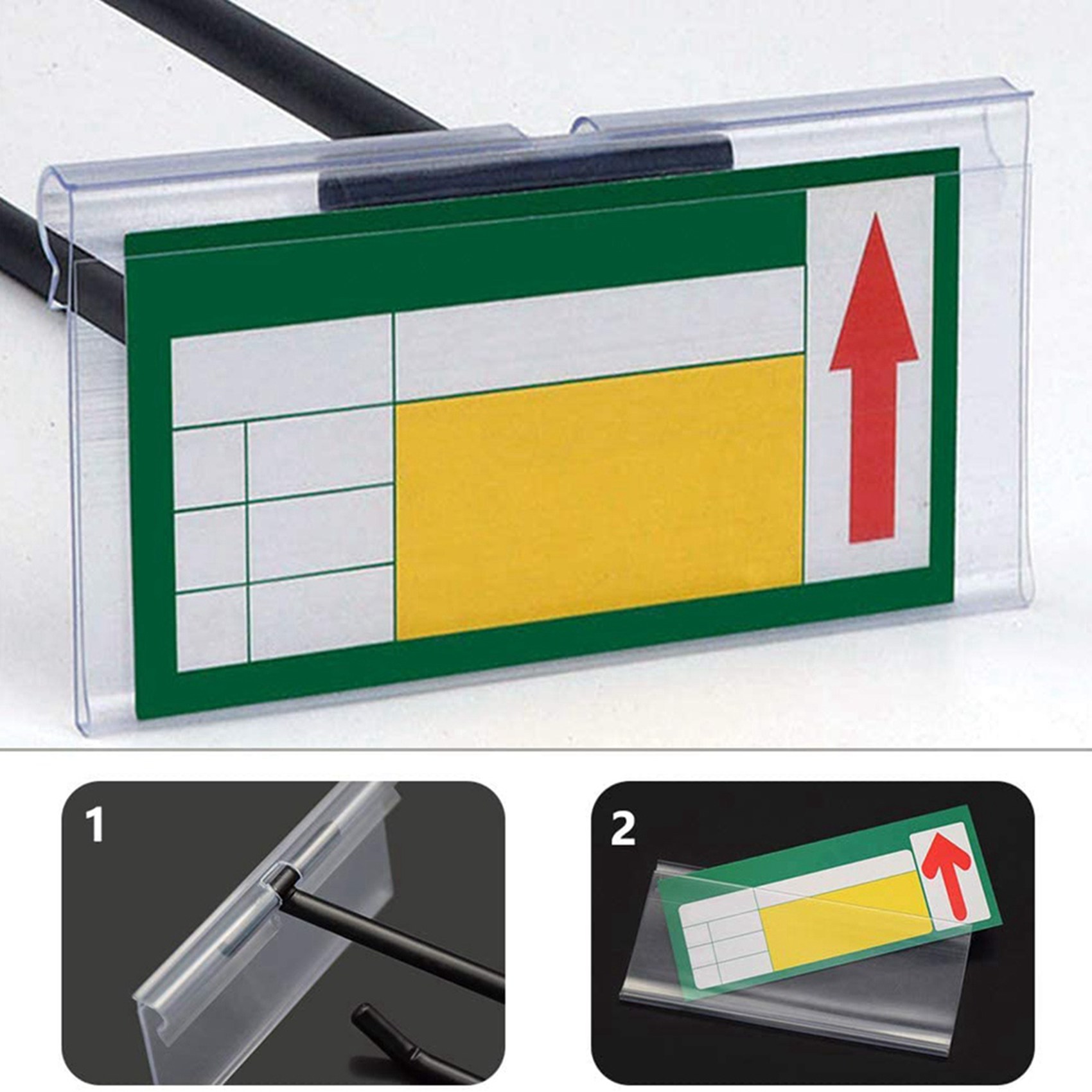200Pcs Clear Plastic Label Holders for Wire Shelf Retail Price Label Holders Merchandise Sign Display Holder (6 x 4 cm). 