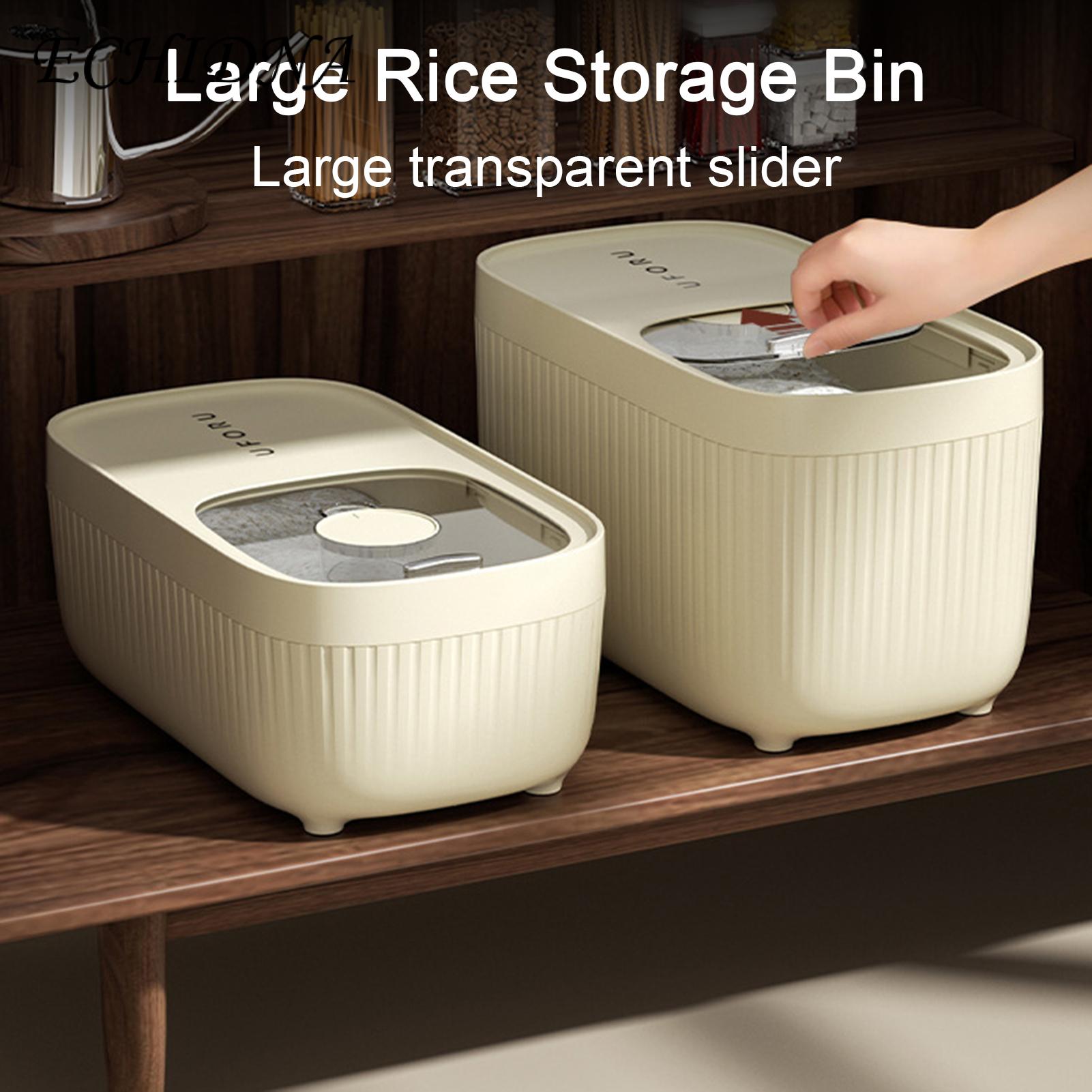 Large Capacity Rice Container 1pc Rice Container Clear Visible Dustproof Lid Large Capacity Airtight Flour Bean Cereal Grain Food Storage Box Holder Bin Kitchen Supplies Rice Storage Box. 