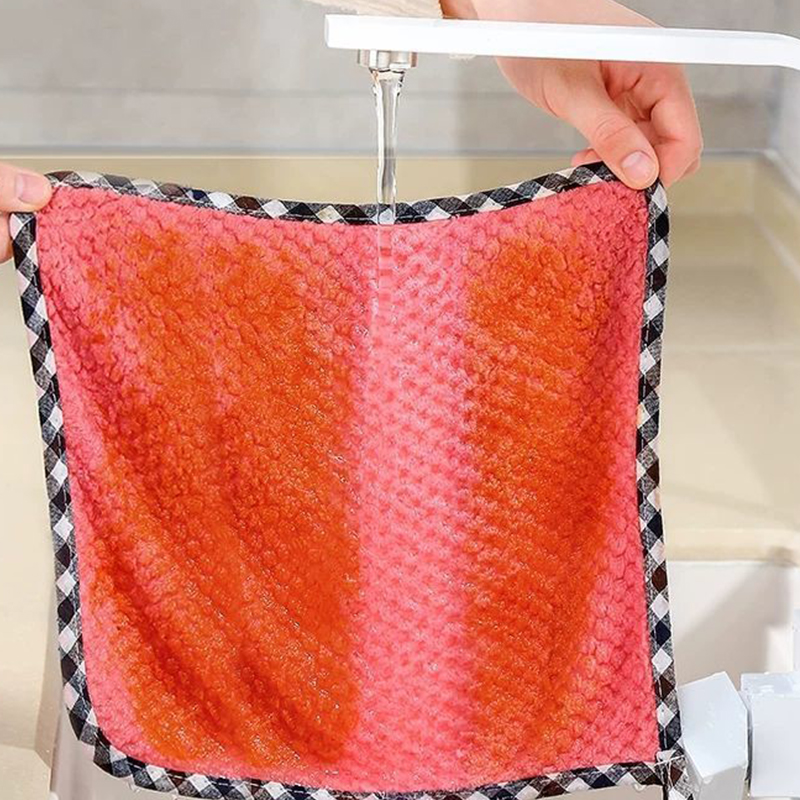 Non-stick Oil Wiping Towel Non-linting Hangable coral fleece double-sided rag　GENGLI. 