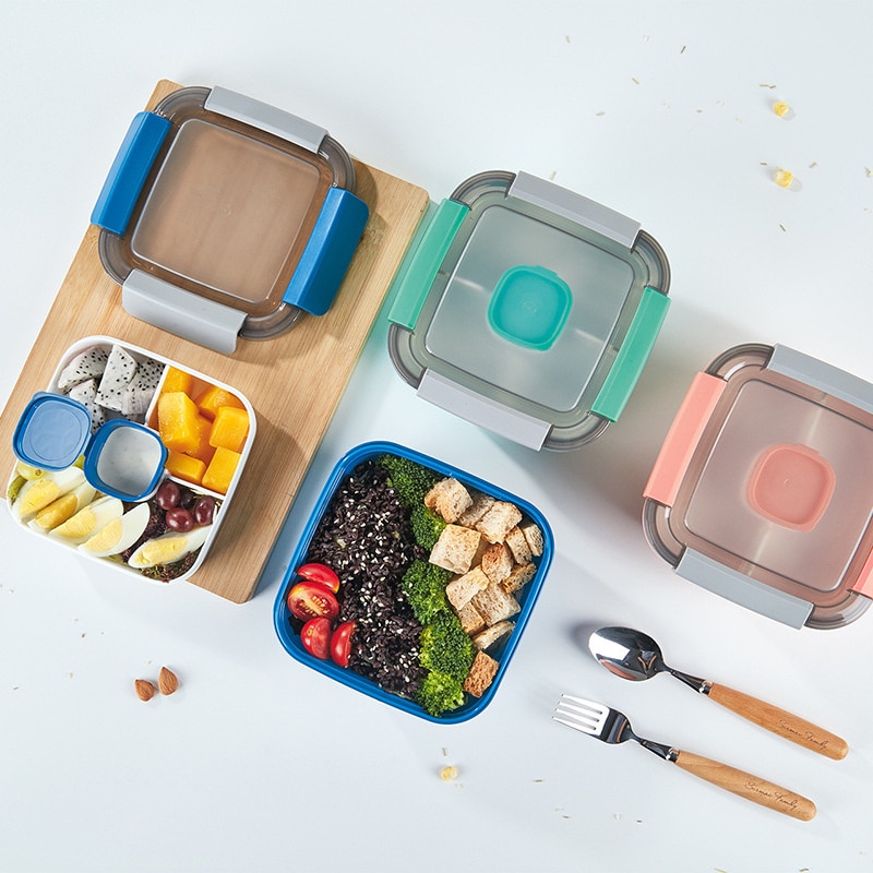 1100Ml 1500Ml Portable Lunch Box Container 2 Layer Grid Salad Bowl Bento Boxes Salad Bowls Lunch Box Lunch Container For Food. 