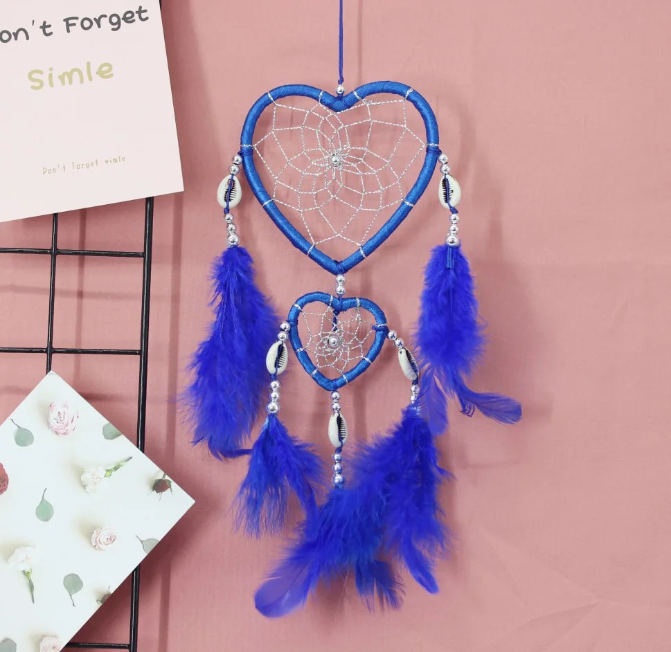 dream catcher Indian Pink Purple Feather Dreamcatcher Love Wall Hanging Room Decor Handmade Aesthetic Retro Dream Catcher Wind Chime Ornament. 